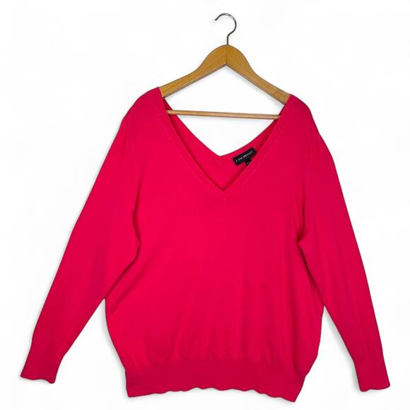Lane Bryant Women's Long Sleeve V-Neck Sweater Size 18/20 Hot Pink Plus Size - Picture 1 of 8